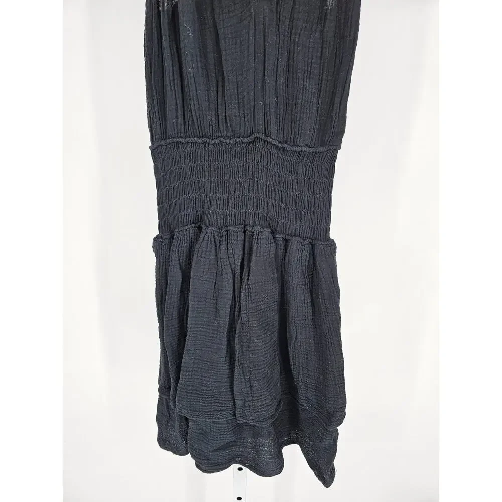 Red Haute Womens Sz XS Knee Length Dress Black Gauzy Sleeveless Smocked Waist - Picture 2 of 4